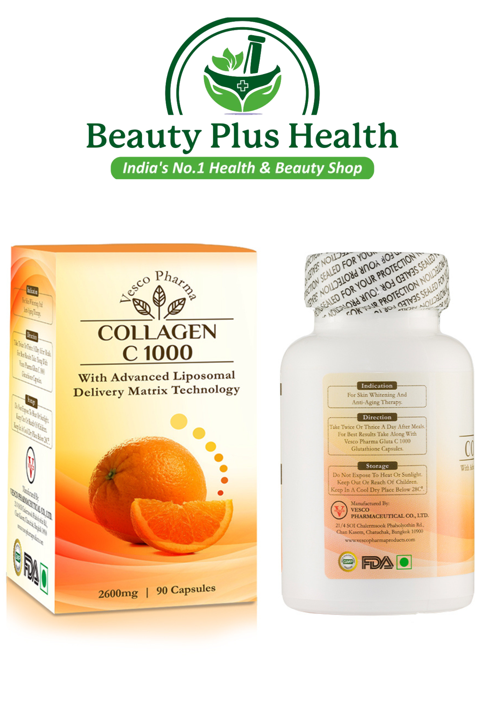 Vesco Pharma Collagen C 1000 Collagen & Vitamin C Capsules